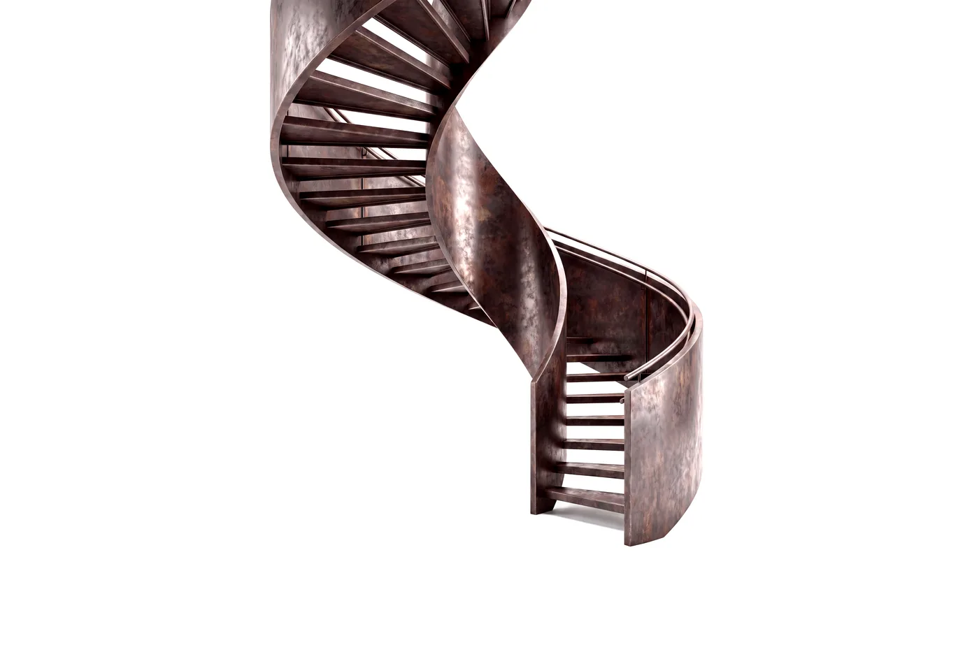 Freitragende, gewendelte Stahltreppe von Metallbau Pöhler